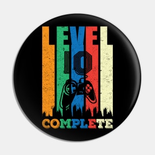 10th Birthday Level 10 Complete Gamer Gift Pin