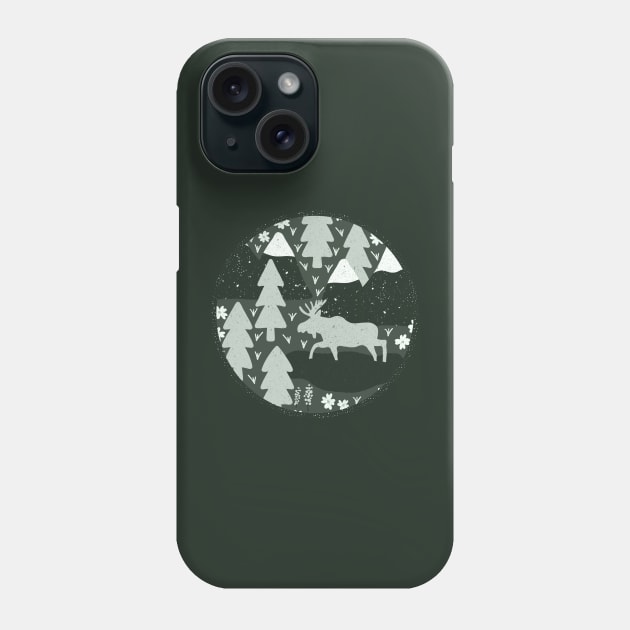 Mountain Moose (Dew & Basil) Phone Case by Cascade Patterns