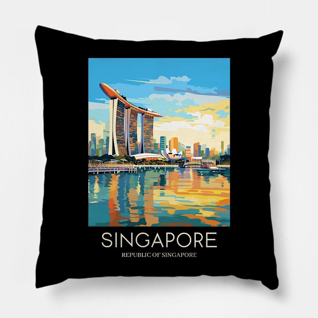 A Pop Art Travel Print of Singapore Pillow by Studio Red Koala