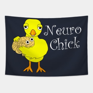 Neuro Chick White Text Tapestry