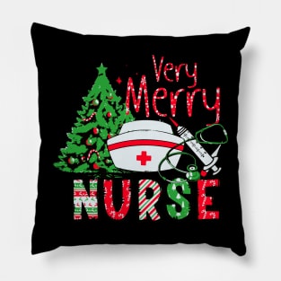 Very Merry Nurse Christmas Pillow