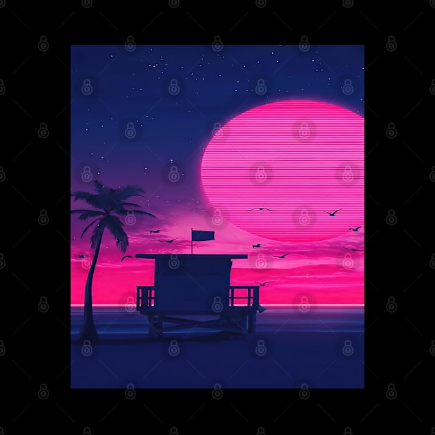 outrun sunset retro california by frigamribe88