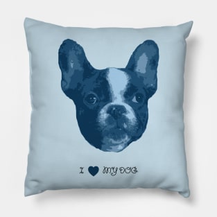 Dogs - French bulldog blue Pillow