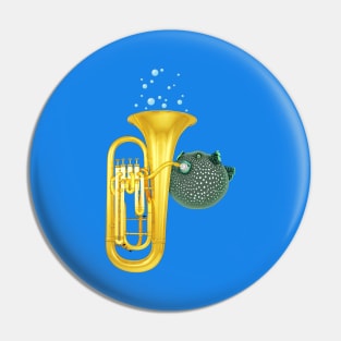 Puffer Fish Playing Tuba Pin