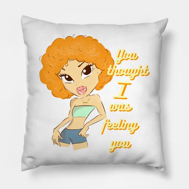 ice spice you thought i was feeling you tiktok viral design cute, fashion Pillow by artsuhana