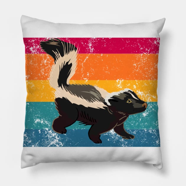 Vintage Skunk Wildlife Animals Gift Pillow by JustBeSatisfied