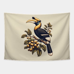 The Great Hornbill on Fig Tree, Vintage Tapestry
