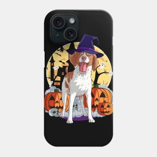 Brittany Dog Cute Witch Halloween Pumpkin Phone Case