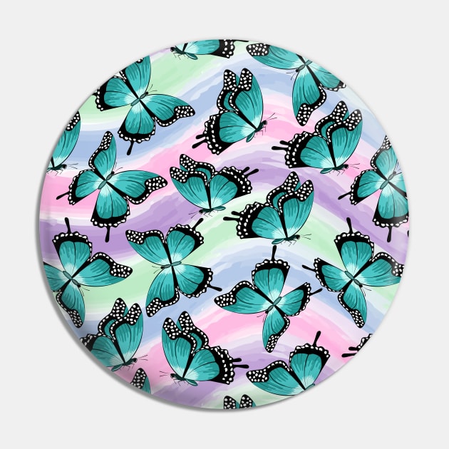 Blue Butterflies Pattern Pin by Designoholic