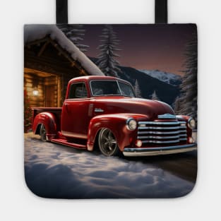 A festive red Christmas-themed Chevy 3100 Tote