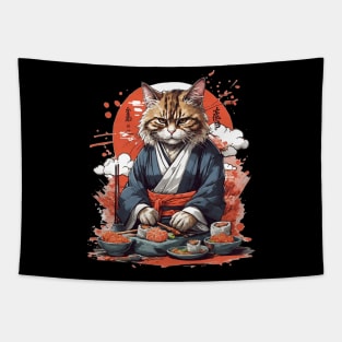 Cool Cat Sushi Art Tapestry