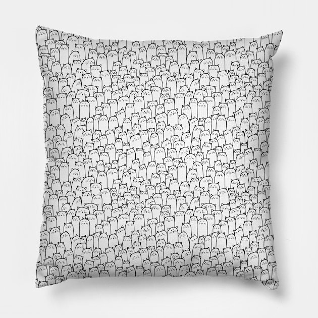 Wall of Cats! - Black and White Pillow by SRSigs