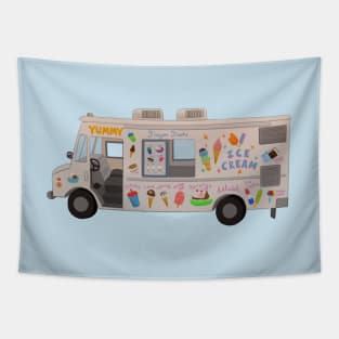 Ice Cream Truck Digital Illustration (Gradient shading) Tapestry