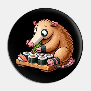 Aardvark Eating Sushi Pin