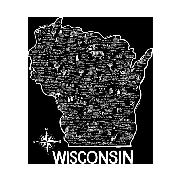 Wisconsin Map by fiberandgloss