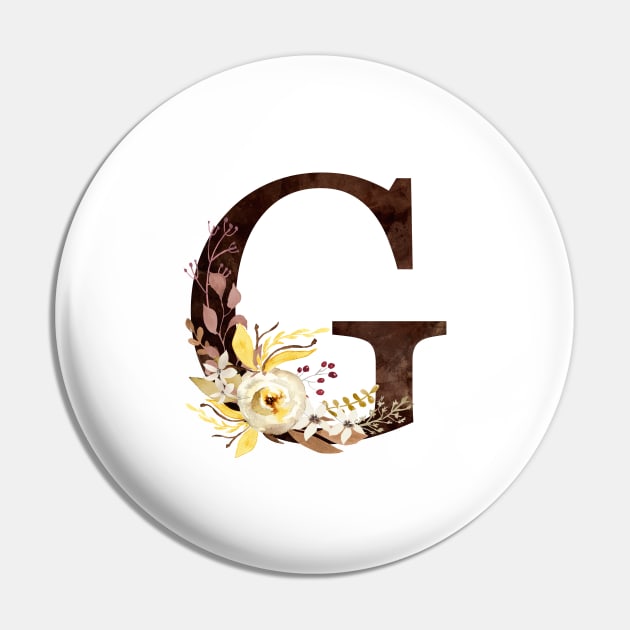 Floral Monogram G Lovely Autumn Foliage Pin by floralmonogram