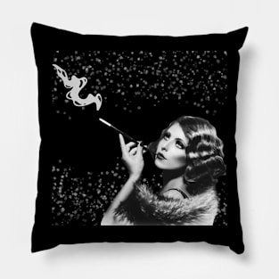 Vintage Marijuana Lady - Art Deco Glamour Pillow