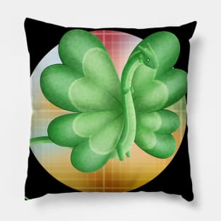 Kawaii Four Leaf Clover Dragon - With Background Pillow