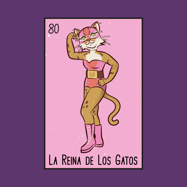 La Reina de los Gatos // Mexican Luchador Cat Loteria Card by SLAG_Creative