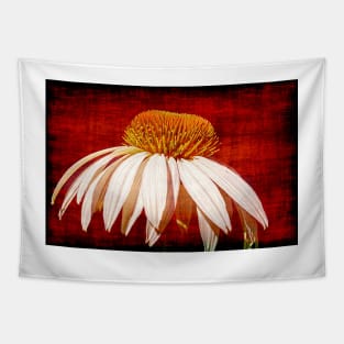 A Single Daisy On A Red Background Tapestry