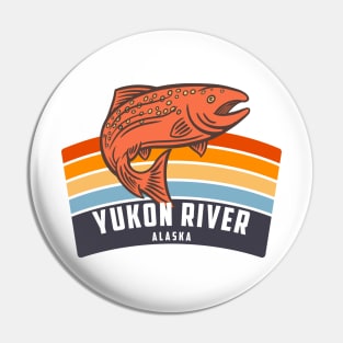 Yukon River Alaska Salmon Fishing Graphic Pin