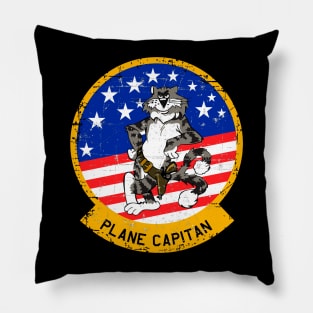 F-14 Tomcat -Plane Captain Yellow Border- Grunge Style Pillow