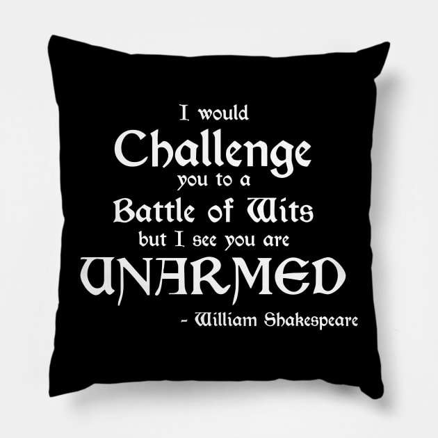 William Shakespeare - A Battle Of Wits Pillow by phughes1980