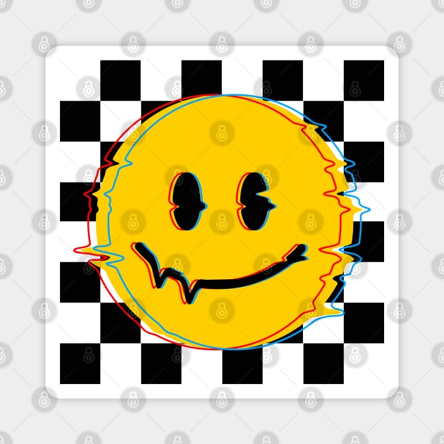 70s Vintage Smiley Glitch Magnet by machmigo