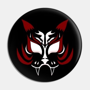 Dark Kitsune Face - Crimson Pin