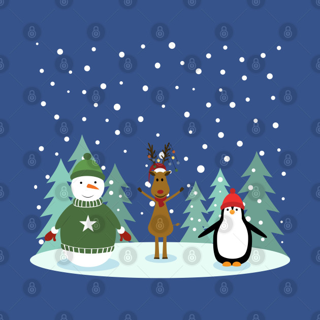 Discover Christmas with snowman, reinder and penguin - Holidays - T-Shirt