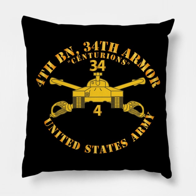 4th Bn, 34th Armor - Centurions  - Armor Branch Pillow by twix123844