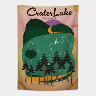 Crater Lake Canada travel poster Tapestry