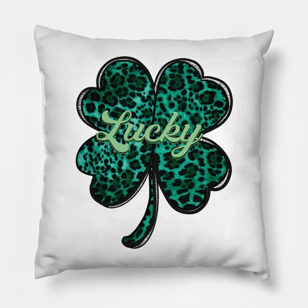 Shamrock Green Cheetah Pattern Lucky Pillow by Sheila’s Studio