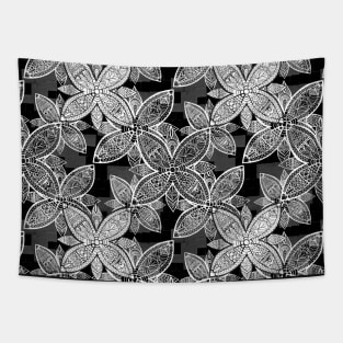 Flower Mandala pattern - Black and White Tapestry