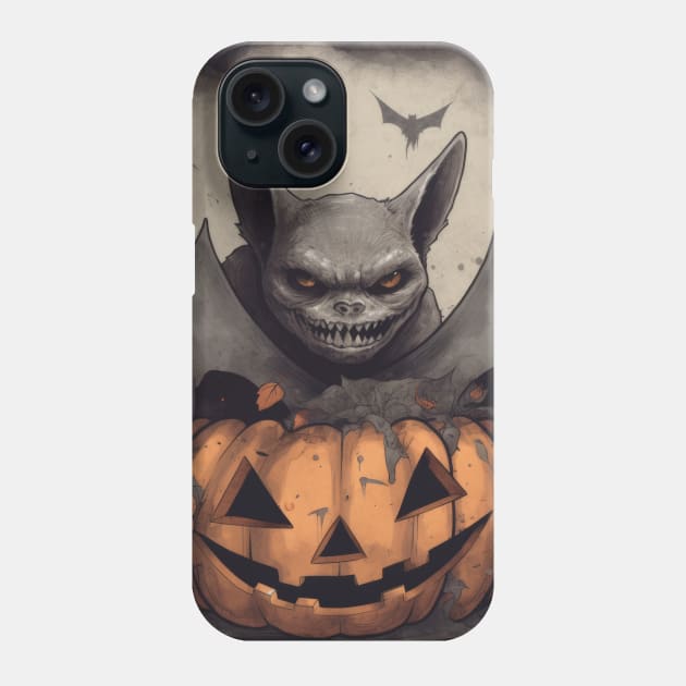 a bat with bat wings and a pumpkin Phone Case by Alekxemko