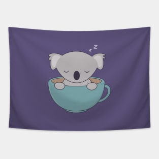 Kawaii Cute Koala Bear With Coffee Tapestry