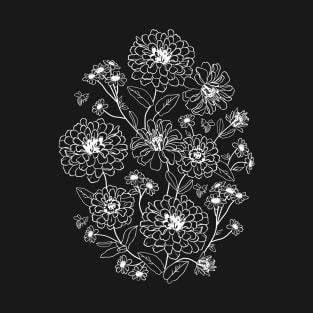 Black and white floral pattern T-Shirt