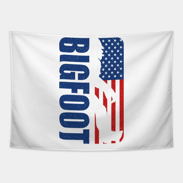 Bigfoot american flag Tapestry by Tesszero