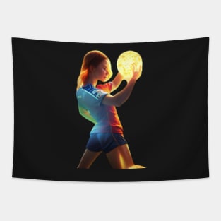 Soccer Neon Girl Tapestry