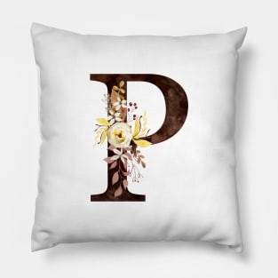 Floral Monogram P Lovely Autumn Foliage Pillow