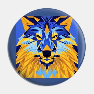 Pop Art Geometric Wolf Face Pin