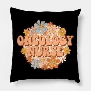 Floral Oncology Nurse Retro Gift Pillow