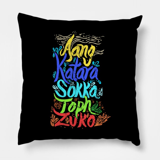 Team Avatar Names Pillow by hybridgothica