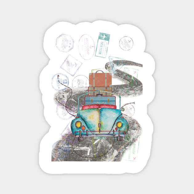 travels Magnet by Miladrawcolors