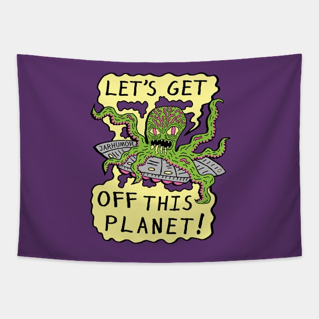 Alien UFO Escape Tapestry by jarhumor