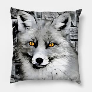 Fox Black and White Spray Paint Wall Pillow