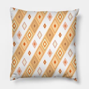 Diagonal stripes with simple wired diamond shapes pattern - white, orange, dusky rose, gold Pillow