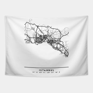 ISTANBUL TURKEY BLACK CITY STREET MAP ART Tapestry