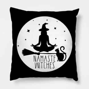 Namaste Witches Yoga Halloween With Cat Pillow