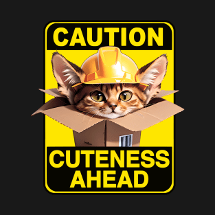 Abyssinian Cat Wearing Hardhat T-Shirt